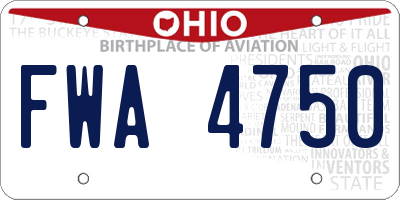 OH license plate FWA4750