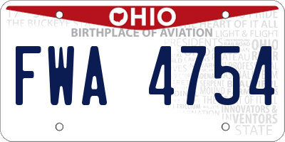 OH license plate FWA4754