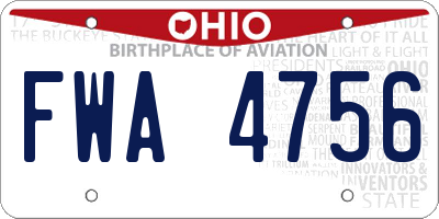 OH license plate FWA4756