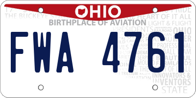 OH license plate FWA4761