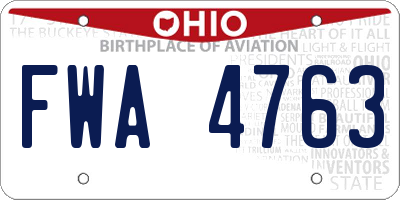 OH license plate FWA4763