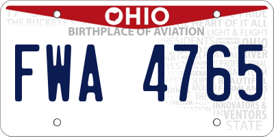 OH license plate FWA4765