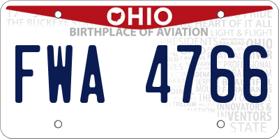 OH license plate FWA4766