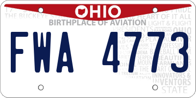 OH license plate FWA4773