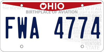 OH license plate FWA4774