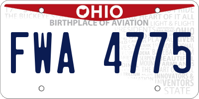 OH license plate FWA4775