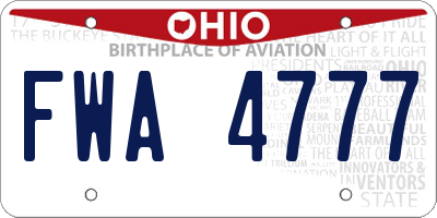 OH license plate FWA4777