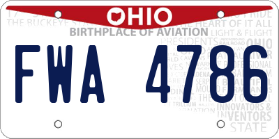 OH license plate FWA4786