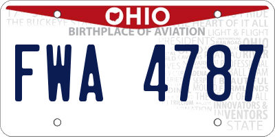 OH license plate FWA4787