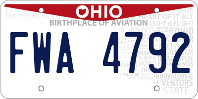 OH license plate FWA4792