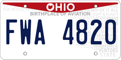 OH license plate FWA4820