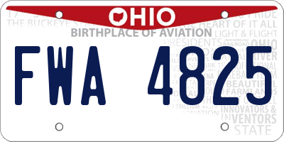 OH license plate FWA4825