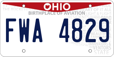 OH license plate FWA4829