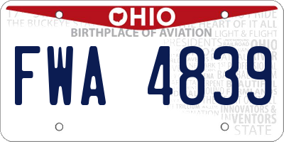 OH license plate FWA4839