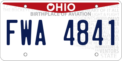 OH license plate FWA4841