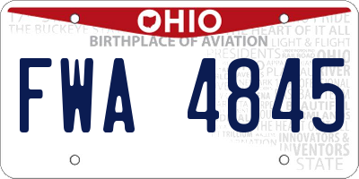 OH license plate FWA4845