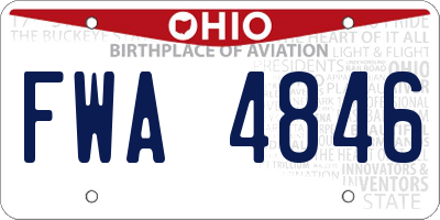 OH license plate FWA4846