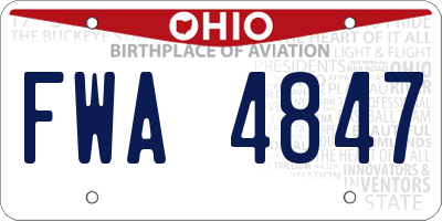 OH license plate FWA4847