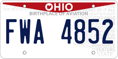 OH license plate FWA4852