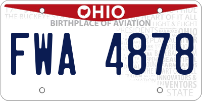 OH license plate FWA4878