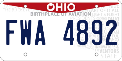 OH license plate FWA4892