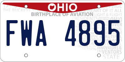 OH license plate FWA4895