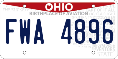 OH license plate FWA4896