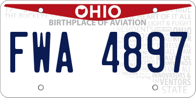 OH license plate FWA4897