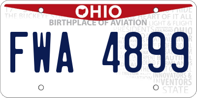 OH license plate FWA4899