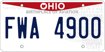 OH license plate FWA4900