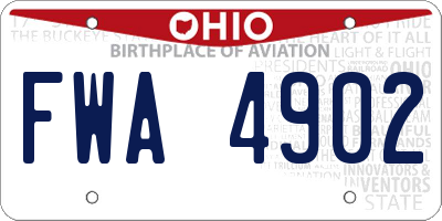 OH license plate FWA4902