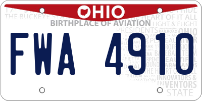 OH license plate FWA4910