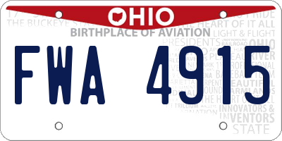 OH license plate FWA4915