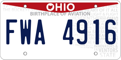 OH license plate FWA4916