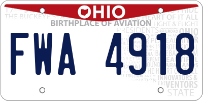 OH license plate FWA4918