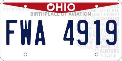 OH license plate FWA4919