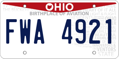 OH license plate FWA4921