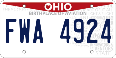 OH license plate FWA4924