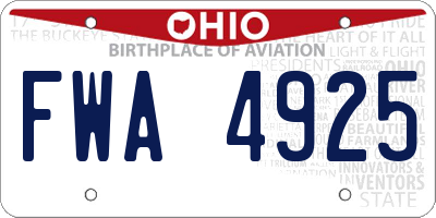 OH license plate FWA4925