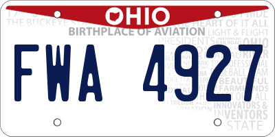 OH license plate FWA4927