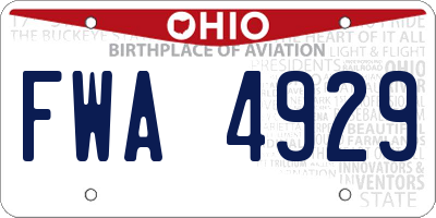 OH license plate FWA4929