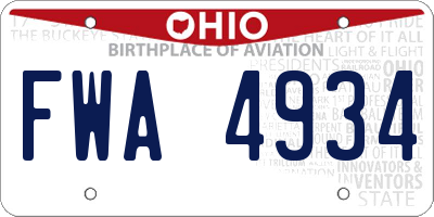 OH license plate FWA4934