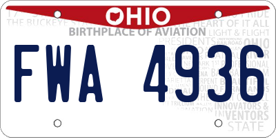 OH license plate FWA4936