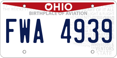 OH license plate FWA4939