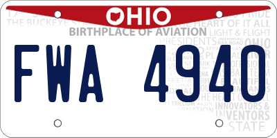 OH license plate FWA4940