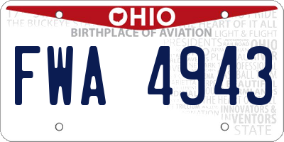 OH license plate FWA4943