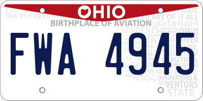 OH license plate FWA4945