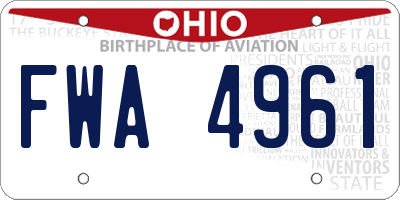 OH license plate FWA4961