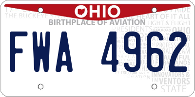 OH license plate FWA4962