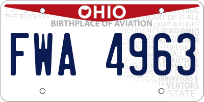 OH license plate FWA4963